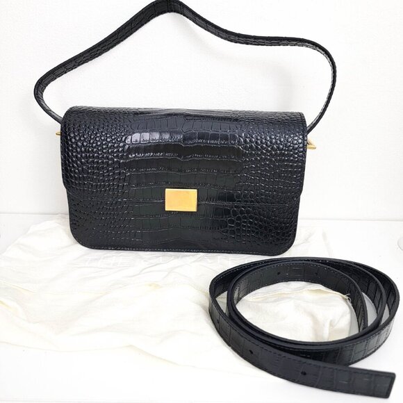 The Curated The Classic Shoulder Bag in Black Mock Print - Picture 2 of 10
